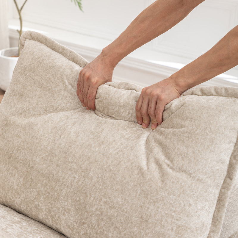 Canapé modulaire Boneless de 103 po sans assemblage requis avec coussins, Beige, Équilibrage de la main droite