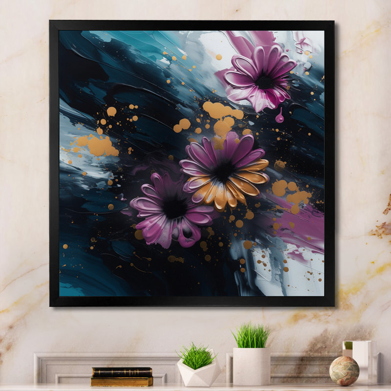 Ruberta Daisy Flowers Blooming II sur toile, Cadre photo noir, H 16 po x l 16 po x P 1 po
