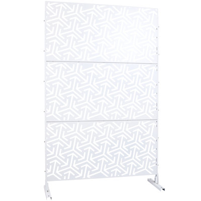 48"76" Metal Privacy Screen - Versatile For Patio, Deck, Lawn White Freestanding 76"48" Garden