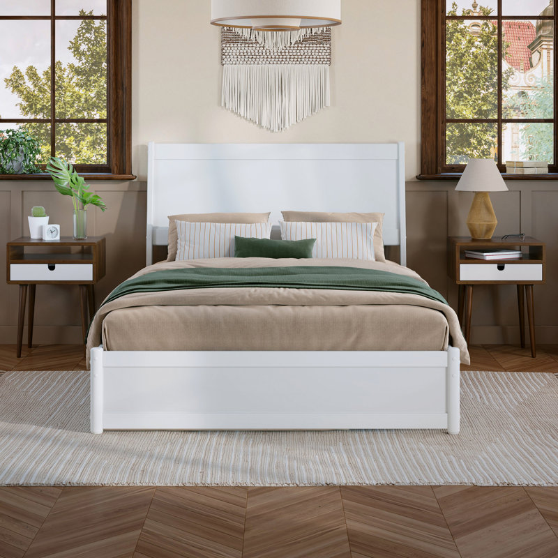 Lit gigogne en bois massif Avdesh, Blanc, Double