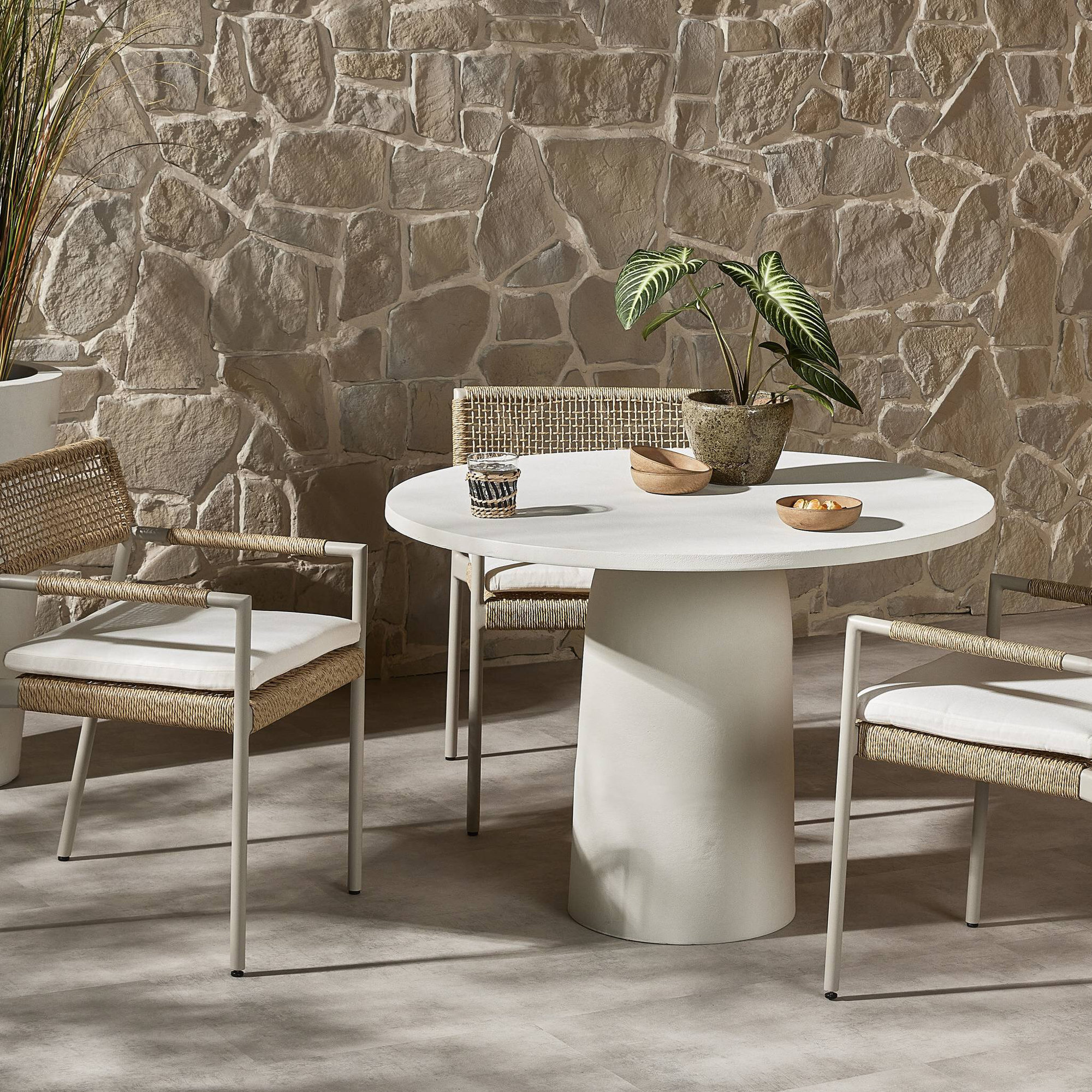 Gali 41.75'' Metal Outdoor Dining Table, Matte White