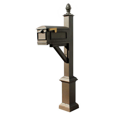 Aluminum Post Mounted Mailbox with Magnetic Closure