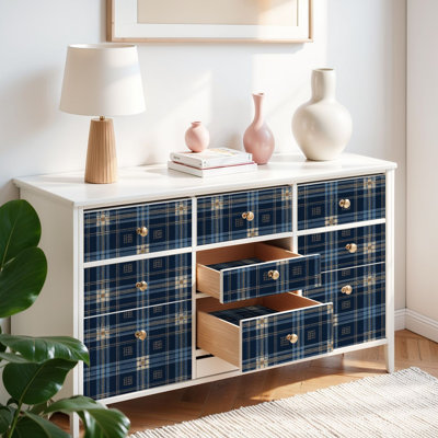 Peel and Stick Wallpaper Contact Paper Plaid seamless Tartan checkered plaid dark grey blue brown for Self Adhesive and Removable 24in x 118in(60x300cm)