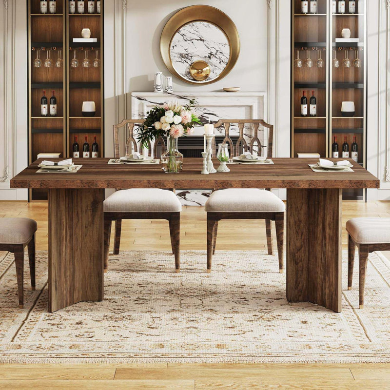 63'' Farmhouse Dining Table for 4-6 – Dark Brown, Dark Brown