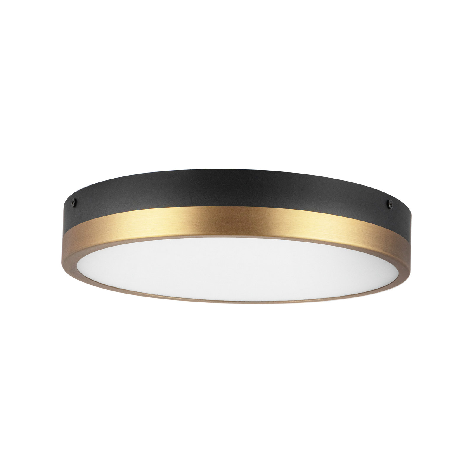Orland Single Light Glass LED Flush Mount, 2" H x 11.13" W x 11.13" D, Aged Gold/Matte Black
