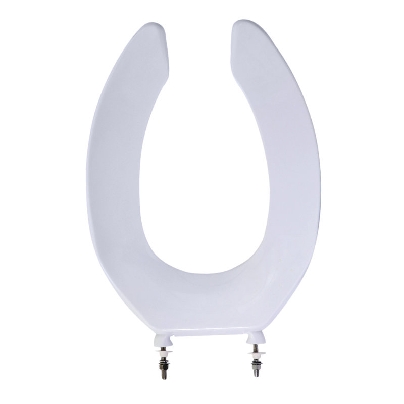 Siège de toilette commercial à fermeture lente avec charnières à carreaux et retrait facile en plastique blanc moulé, taille standard