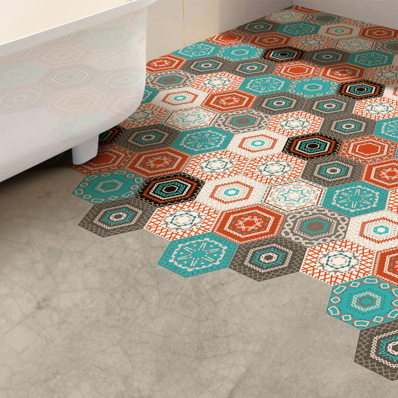 Décalcomanie de plancher hexagonales et carreaux