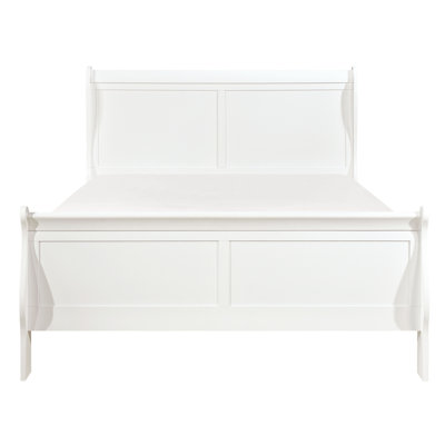 Classic White Bedroom Bed, Full Size With Headboard And Rails Traditional Bed In White, Design