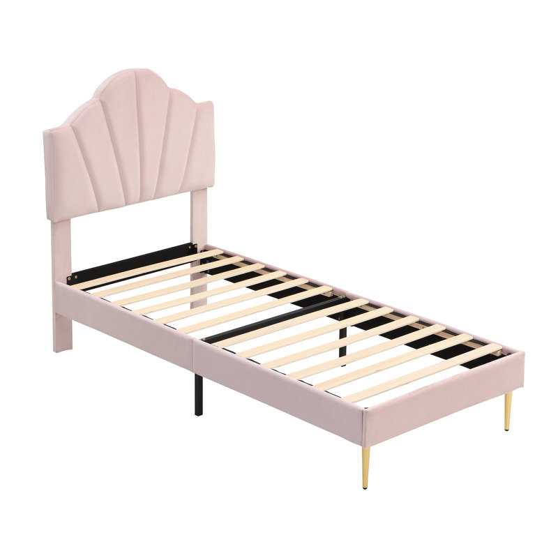 Akershus Upholstered Bed, Pink, UK Single - DE 90 x 190 cm