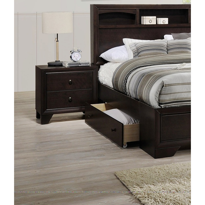 Jontarius Brown Wooden Nightstand with Drawer