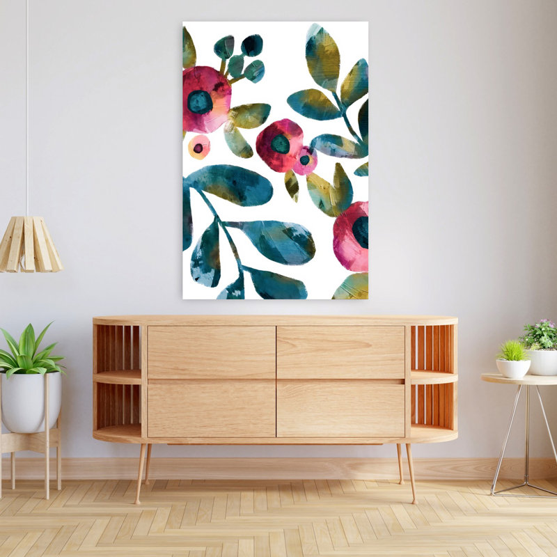 «Garden Blooms 1 Abstract Contemporary Elegant», art mural, 48" H x 32" W