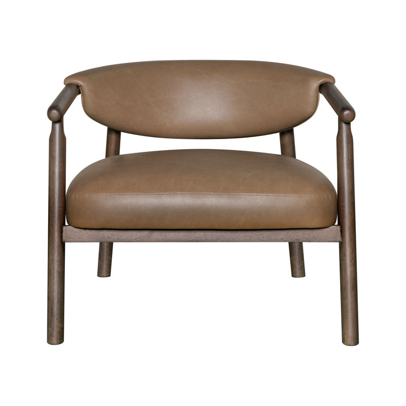  Fauteuil brun en similicuir et bois