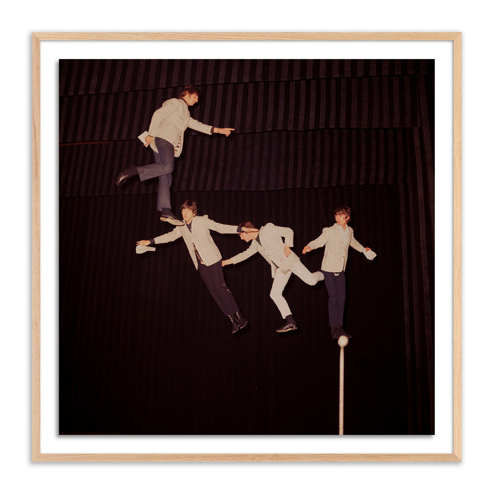 The Beatles Rehearse by Getty Images, White Oak Framed, 24" H x 24" W
