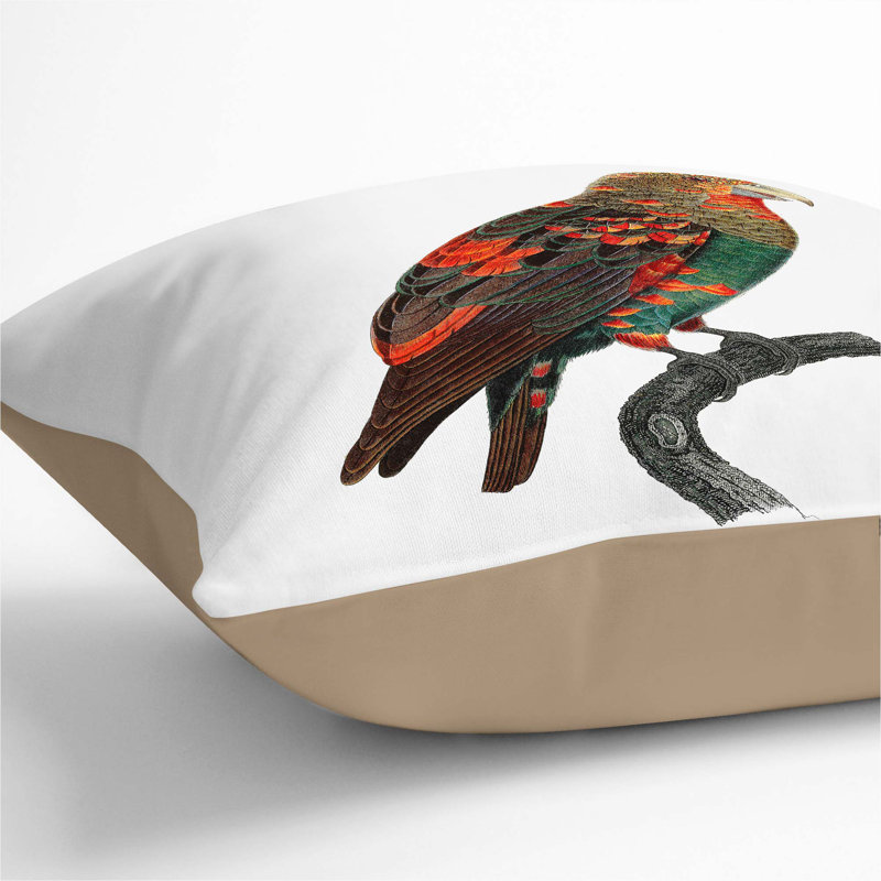 Brown-Necked Parrot Square Throw Cushion, 40 x 40 cm, Stone