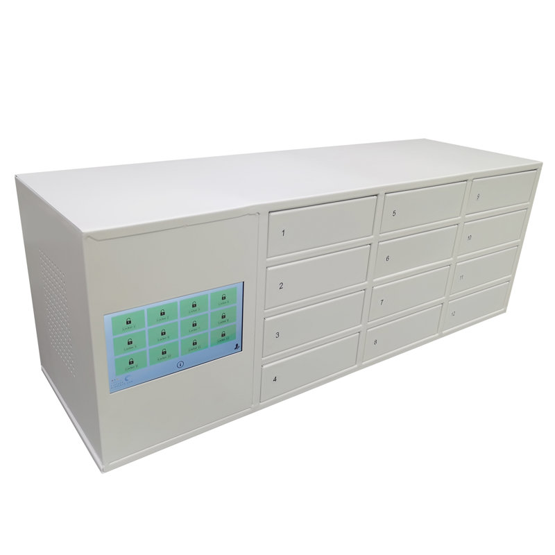 FixtureDisplays@ 25.9" x 9.1" x 10.4" Touchscreen Secure Cellphone Locker System with Restricted Access 110V outlet Per Slot 10210-WHITE