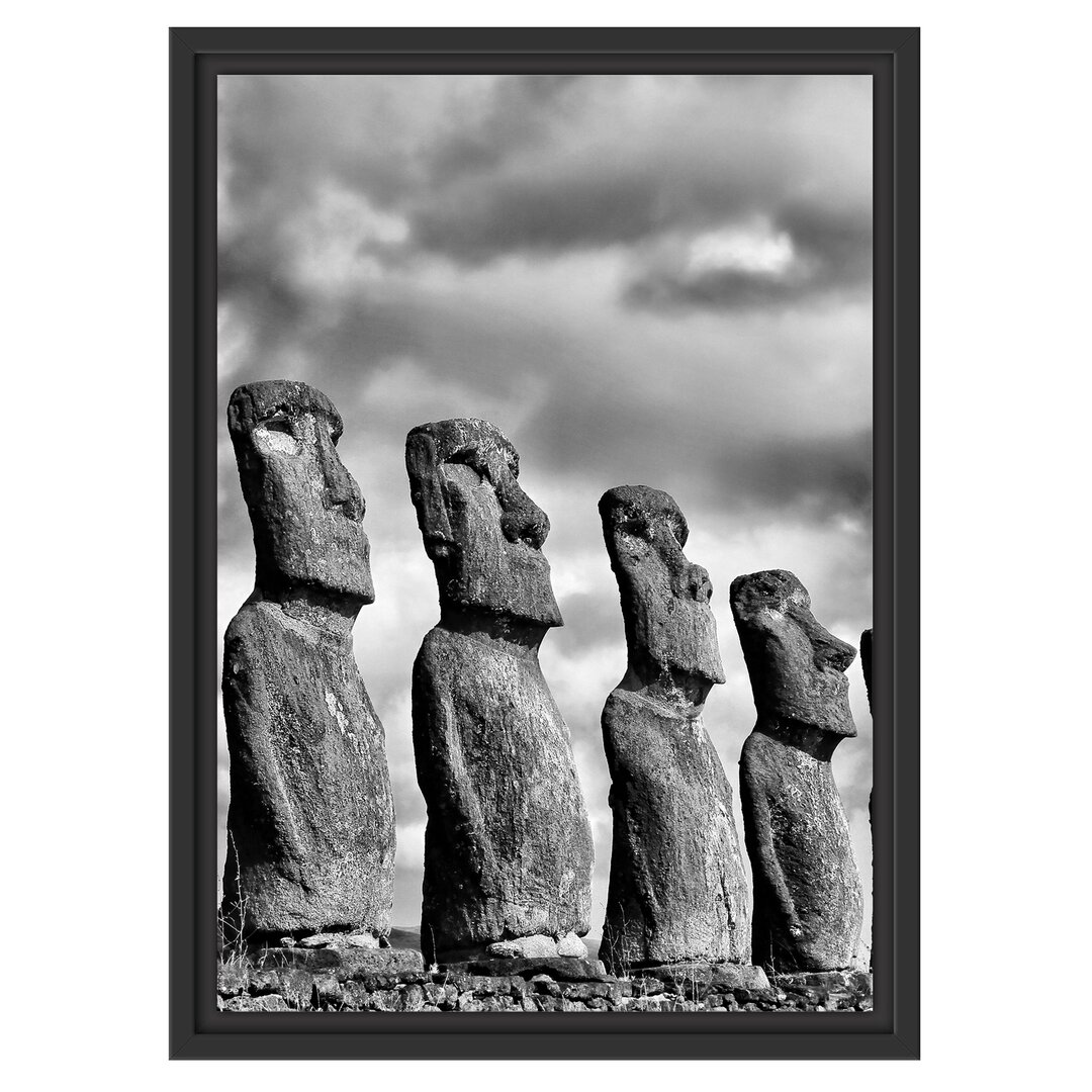 Moai-Statuen auf der Osterinsel Gerahmter Grafikdruck