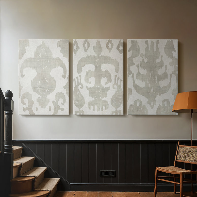 Shak Ikat II - Toile tendue avec châssis sur mesure - 3 pièces, H 12 po x l 24 po