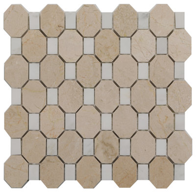 Adwolf Elongated Octagon Crema Marfil Marble Mosaic Wall & Floor Tile