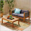 Ensemble de causeuse et table basse d'extérieur LAUREL, en bois d'acacia durable et en rotin de polyéthylène, parfait pour le patio et le jardin