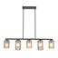 Lustre linéaire linéaire en verre fumée 5 lumières Modern