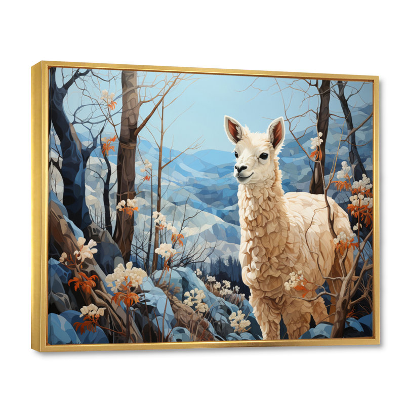 Alpaca Blue Landscape I - reproduction sur toile, H 16 po x l 32 po x P 1 po, Cadre flottant doré
