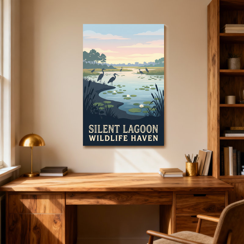 «Landscape & Nature Silent Lagoon Wildlife Haven», reproduction de paysage, H 18 po x l 12 po