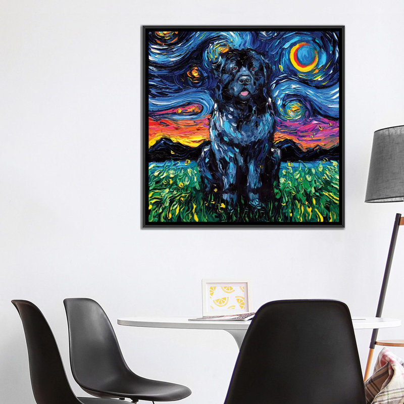 "Terre-Neuve" par aja Trèves, reproduction d’art, Pas de tapis, Toile avec cadre noir, H 12 po x l 12 po x P 1,5 po