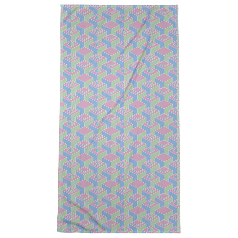Jordao Bath Towel, Blue/Pink/Green