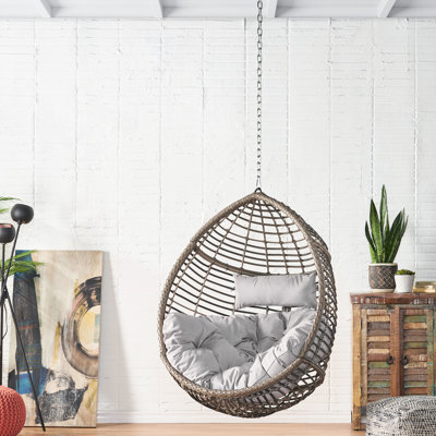 Chaise longue 8 pi, coussins à eau, 26 po de largeur, chaise suspendue avec chaîne, couleur grise, profondeur 38,05 po