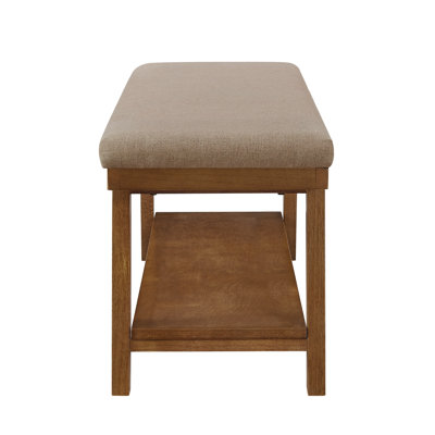 Linen Upholstered Bench with Storage Shelf – 350 lbs Capacity, Modern Bed End Bench with Cushioned Seat for Bedroom, Entryway, or Living Room