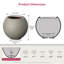 Grand pot à fleurs rond en béton gris 19,5 po avec intérieur amélioré et trous de drainage pour l'intérieur et l'extérieur-781112015-781112001