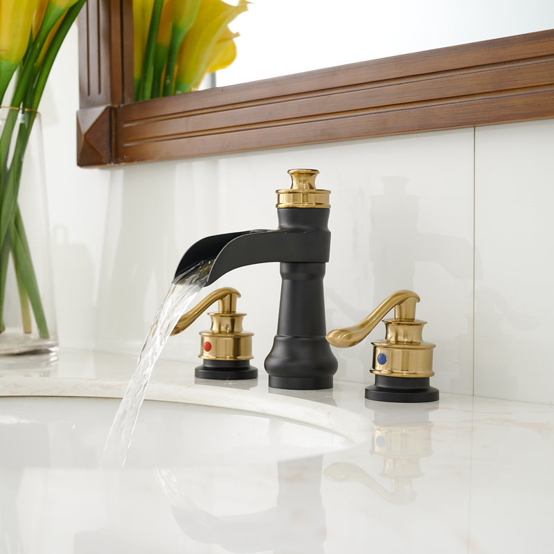 Robinet de salle de bain surdimensionné à deux poignées et fixation sur le comptoir à deux trous avec ensemble de bonde