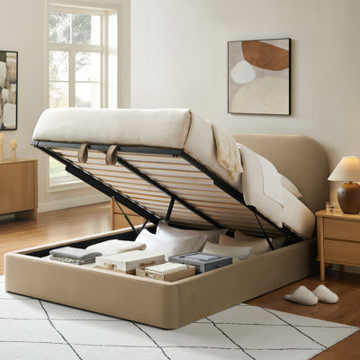 Structure de lit plateforme en velours Doron