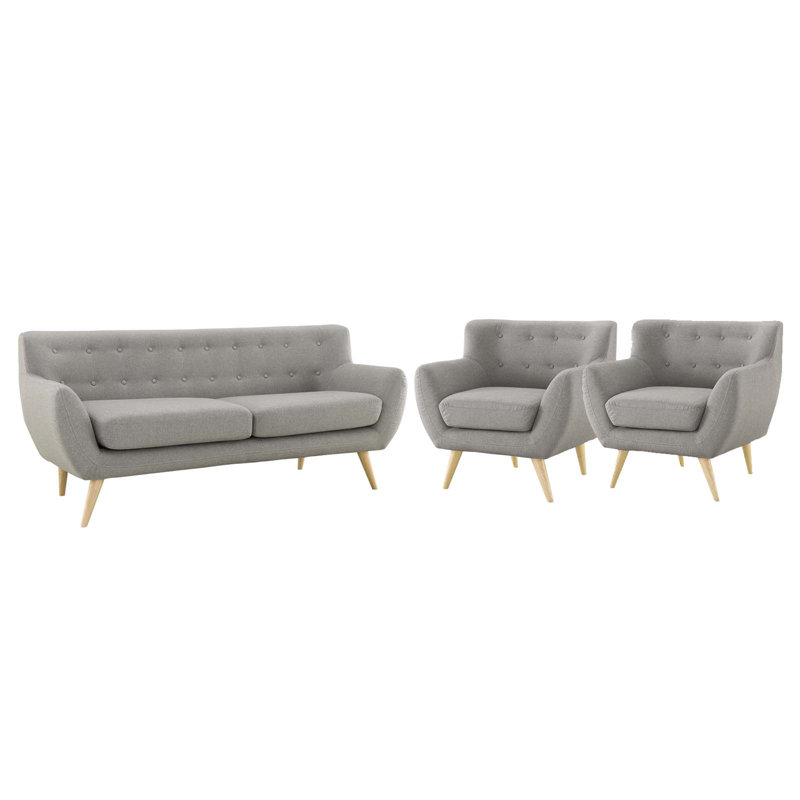 Ensemble de canapé de salon 2 pièces Remark par Modway, Velours gris pâle