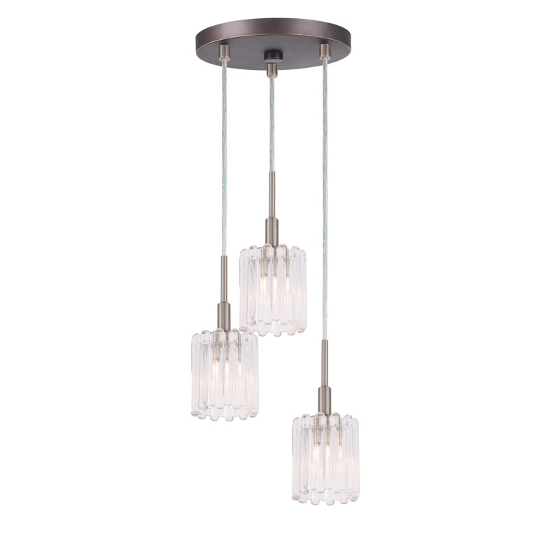 Suspension cylindrique en grappe 3 lumières Rosendahl, Halogène, Nickel satiné / bronze
