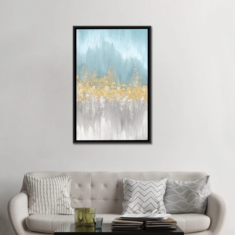 Longueurs d’ondes neutres, imprimé sur toile, H 26 po x l 18 po x P 1,5 po, Toile avec cadre noir, Pas de tapis