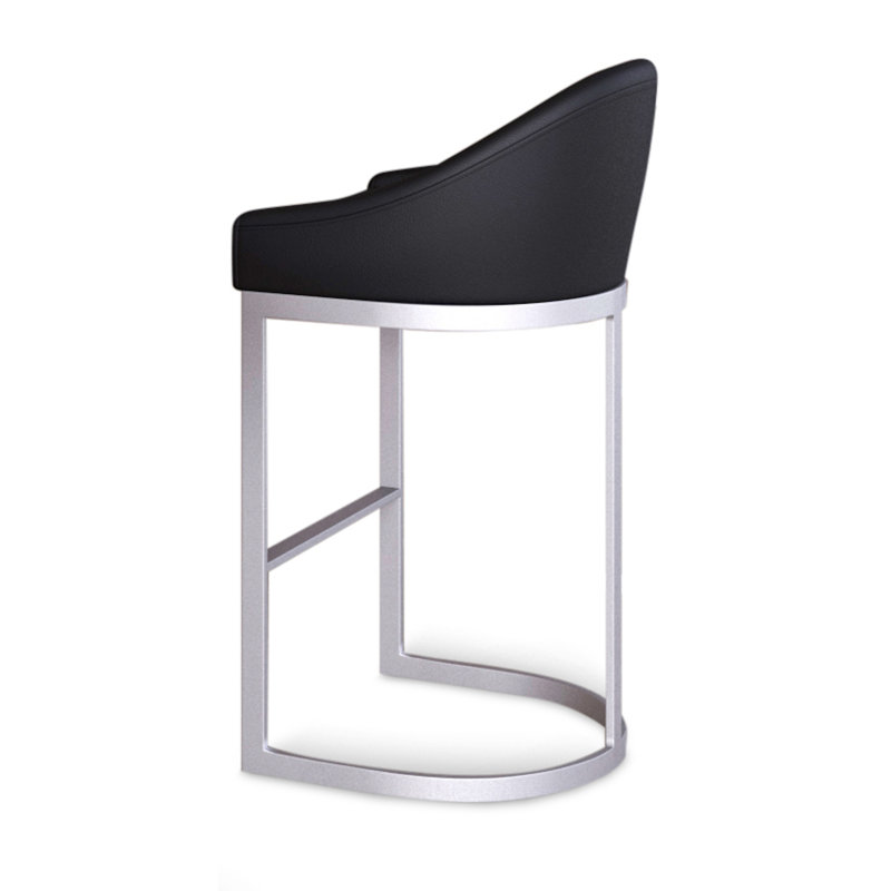 Bemboe Swivel Upholstered Counter Stool with Metal Frame, Black, Bar Stool (30" Seat Height