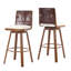 Tabouret de bar d'intérieur rembourré avec structure en métal, ensemble de 2