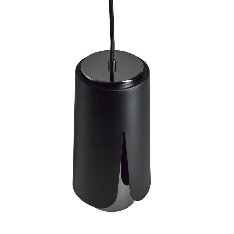 Tulipa 1 - Light Chrome Unique/Statement Pendant, Matt Black/Black Chrome
