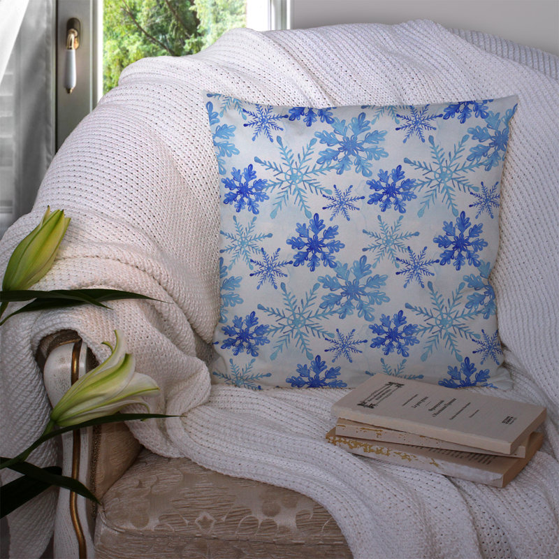 Coussin extérieur flocons d’extérieur aquarelle, 14 po x 14 po