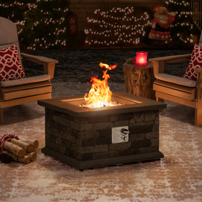 17.13" H x 28.35" W Stone Propane Outdoor Fire Pit
