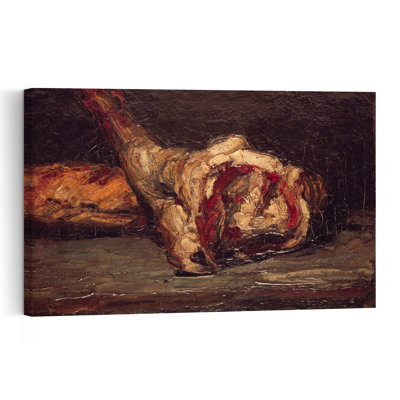 Nature morte d'un gigot de mouton et de pain, 1865. Estampe d'art mural abstraite contemporaine.