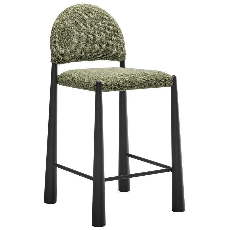 Hayley Upholstered Fabric Counter Stool, Black, Leaf