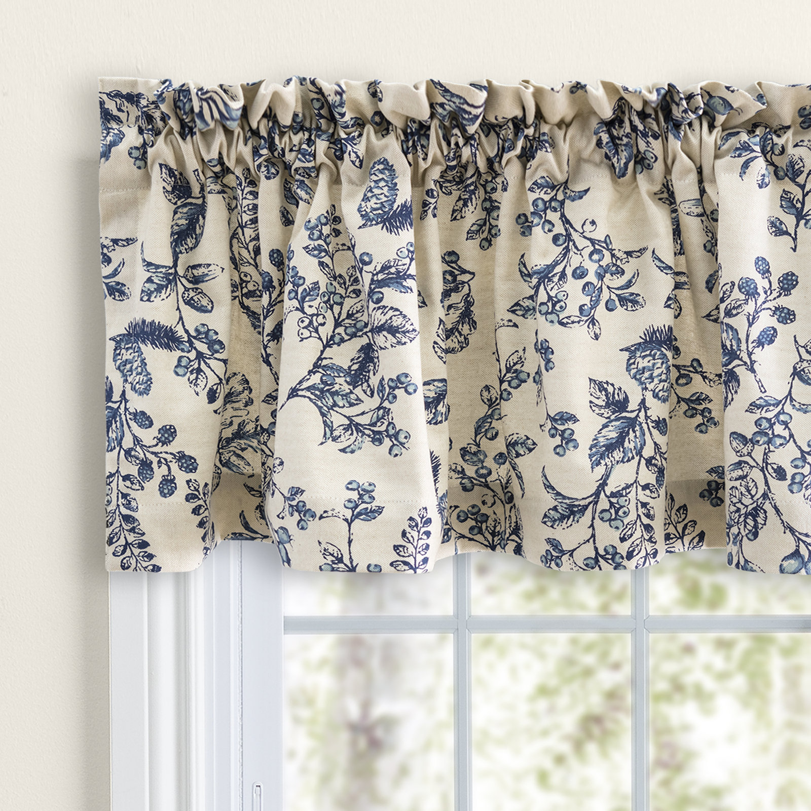 Toile Cotton 84" Tailored Window Valance, Indigo