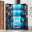Vitrine de coin avec portes vitrées et éclairage à DEL, vitrine haute de 65 po pour objets de collection, livres et jouets, bibliothèque à 8 tablettes pour le salon, la chambre à coucher, le bureau