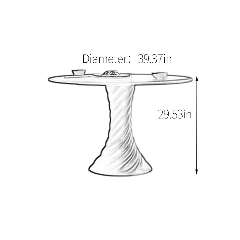 Round unique rotating leg dining table, 29.53"H x 39.37"L x 39.37"W, Brown