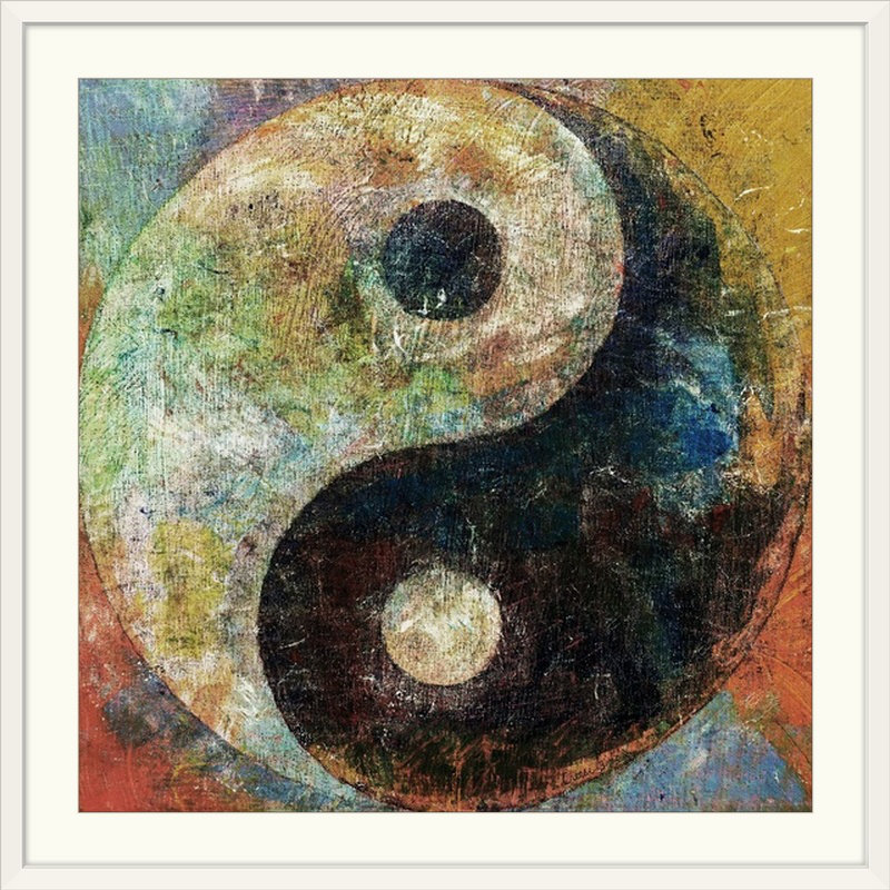 Alcantar «Yin and Yang» par Michael Creese - reproduction, Cadre blanc, H 28 x l 28 po x P 1 po