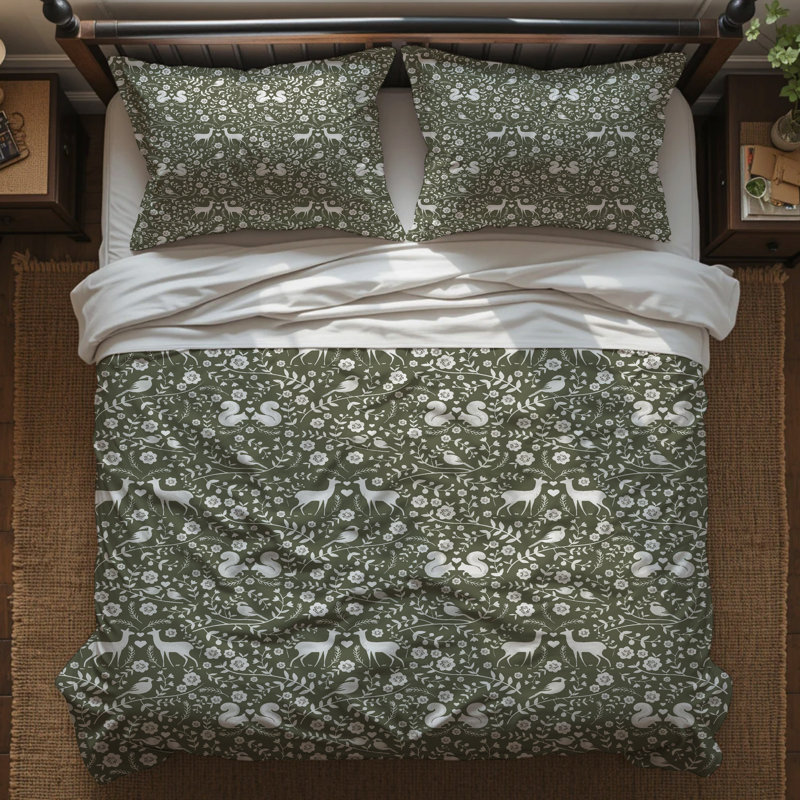 Ensemble de housse de couette à motif floral Sage Green, Housse de couette très grand et 2 très grandes t