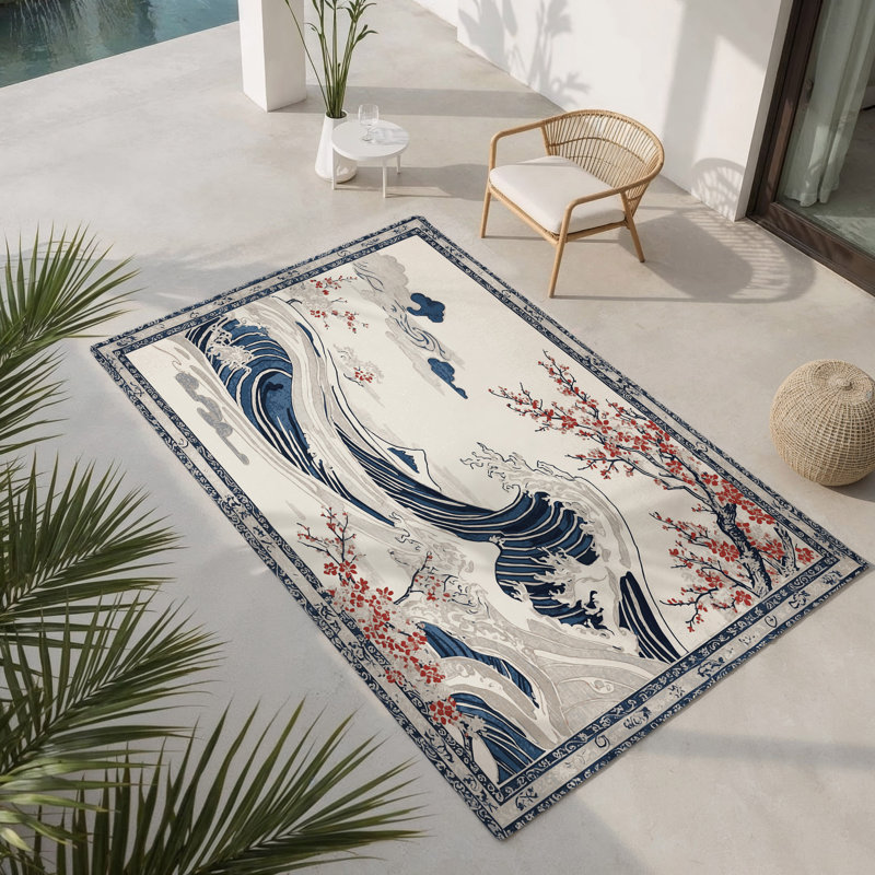 Tapis intérieur / extérieur Moonlit Bloom, Rectangulaire 2 pi x 3 pi
