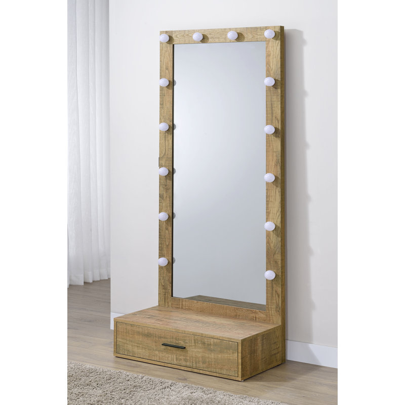 Miroir de plancher l 27,90 po, Bois de mangue